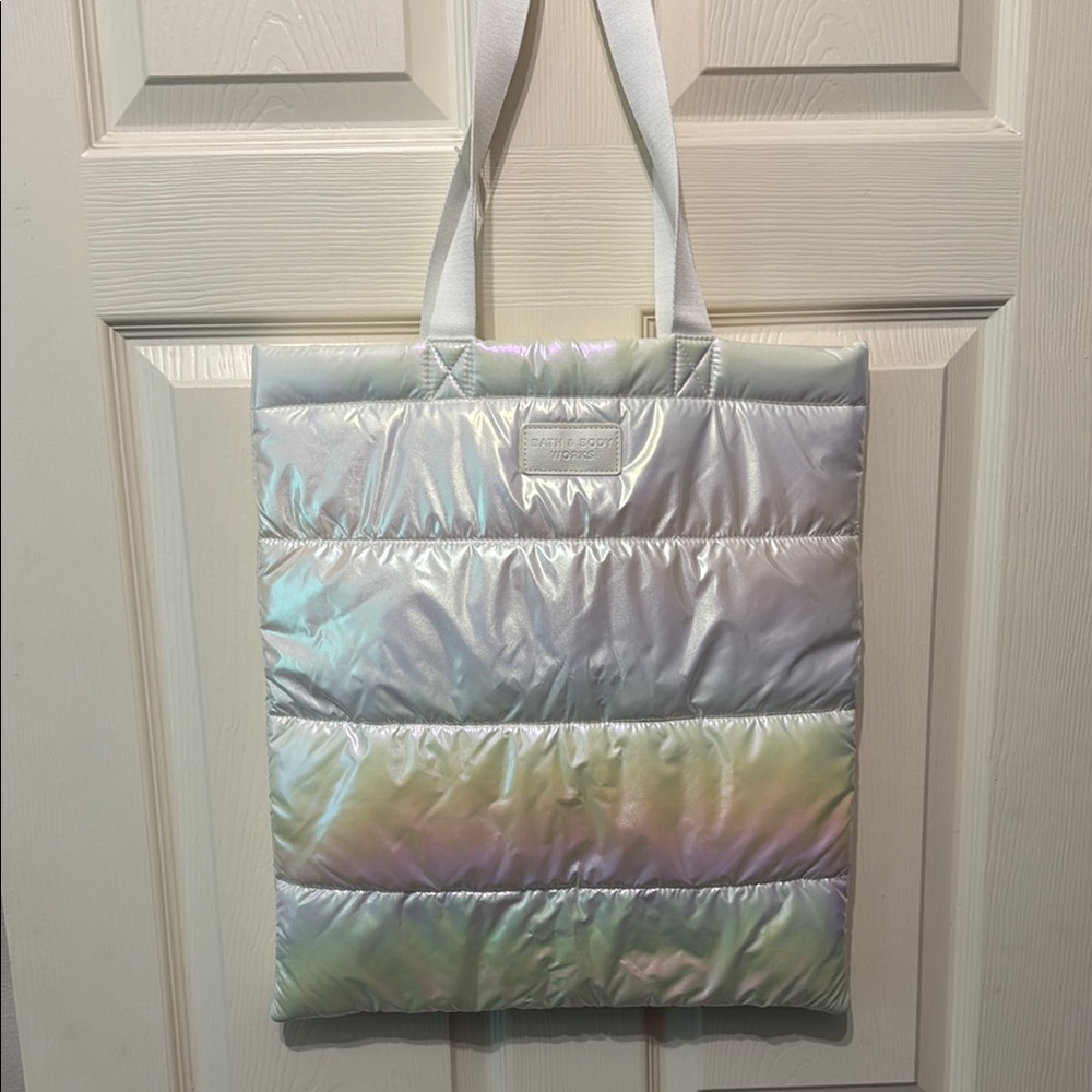 Bath & Body Works Iridescent Puffer Tote Bag